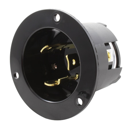 Ac Works Flanged Locking Inlet, 30 A, 250V AC, Screw Terminals, Black ASINL630P